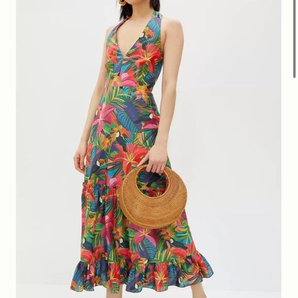 FARM Rio Dresses & Skirts - Farm Rio Brighton Maxi Halter Dress Womens Medium M